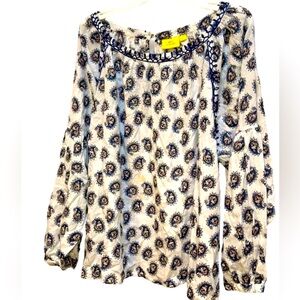 Roberta roller rabbit blue white CLASSIC paisley print cotton tunic top …